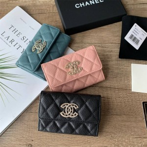 CHANEL香奈儿AP2735 满钻穿皮双C LOGO零钱包卡包