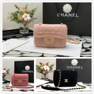 CHANEL香奈儿AS2957 新款CF 丝绒斜挎包口盖包