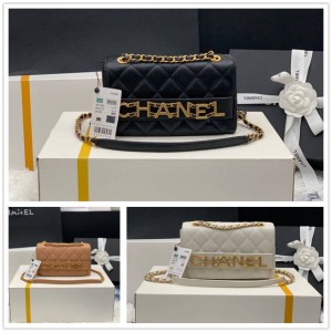 CHANEL香奈儿AS1490 小号LOGO字母徽标口盖包