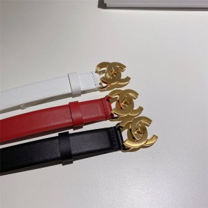 chanel中国官网香奈儿皮带法国奢侈品牌新款复古铜扣平纹小牛皮2.5CM腰带