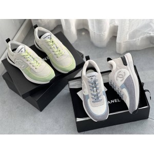 CHANEL香奈儿G38800 新款马卡龙太空棉拼牛皮运动鞋
