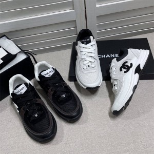 CHANEL香奈儿G38299 新款荔枝纹拼接网纱运动鞋