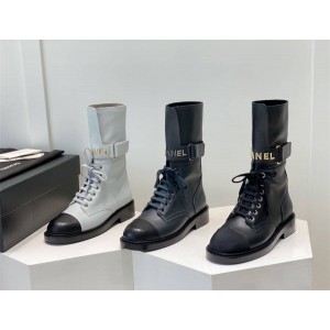 CHANEL香奈儿G37808 新款字母LOGO马丁靴系带鞋