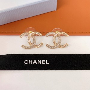 CHANEL香奈儿韩国代购网经典基础款双C拼接水晶耳环