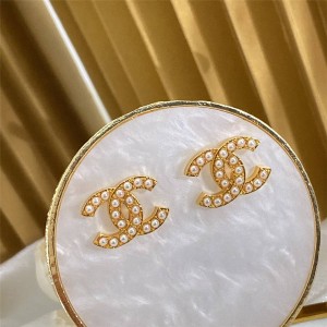 CHANEL香奈儿官网国际代购新款珍珠双CC装饰耳环耳钉